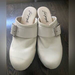 Free People Culver City White Leather Clog Heel Size 39